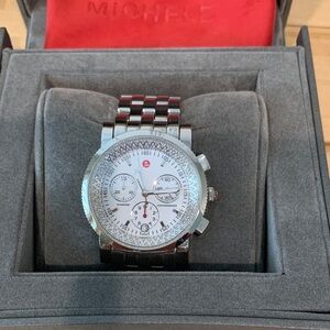 Michele Silver and Black Luxury Watch